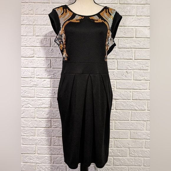 XOXO Dresses & Skirts - Women's Sz L Black Silver Gold Sequin Party Dress New Year's Eve Stretch Bodycon